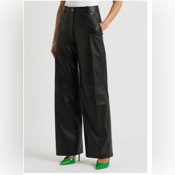 Loulou Studio noro 💯 % lambskin  leather Black Flare & Wide Leg pants - Picture 3 of 17